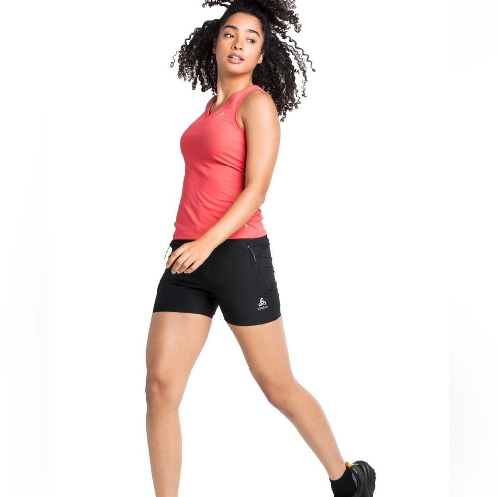 Odlo women’s FLI hiking performance water-resistant black shorts. NWT, 8